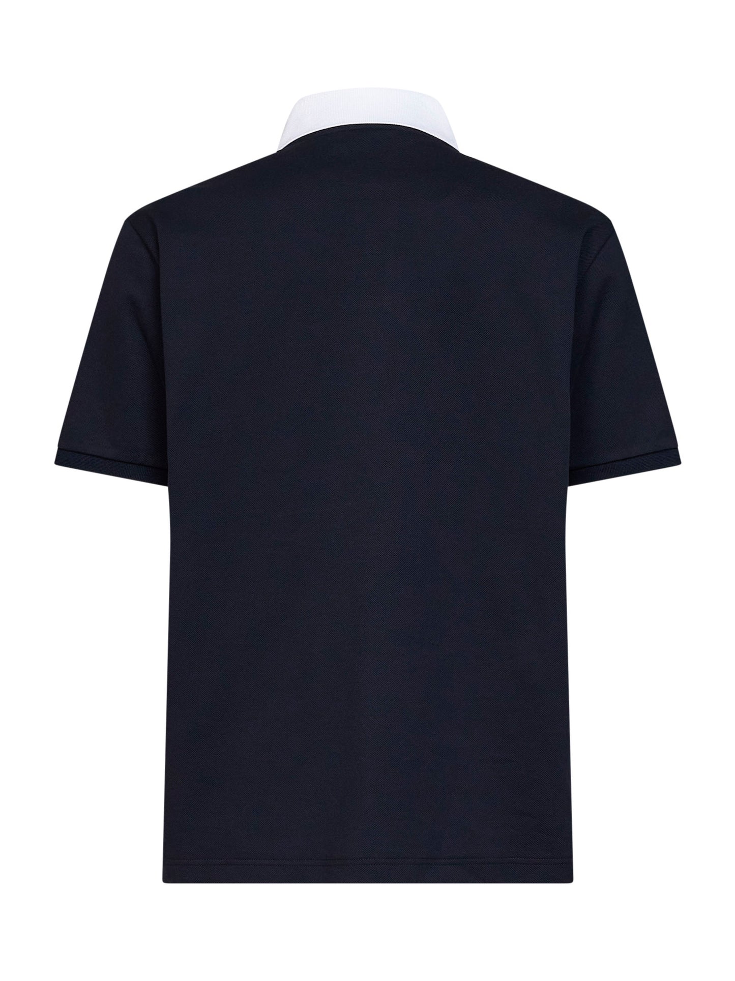 Blue stretch cotton pique polo shirt