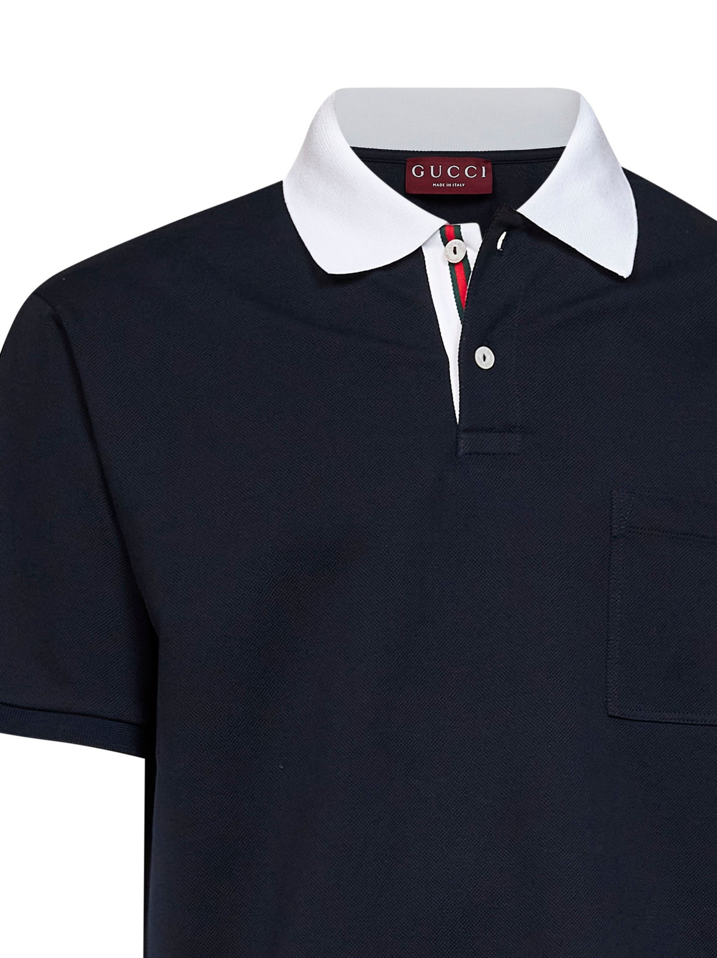 Blue stretch cotton pique polo shirt
