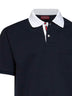 Blue stretch cotton pique polo shirt