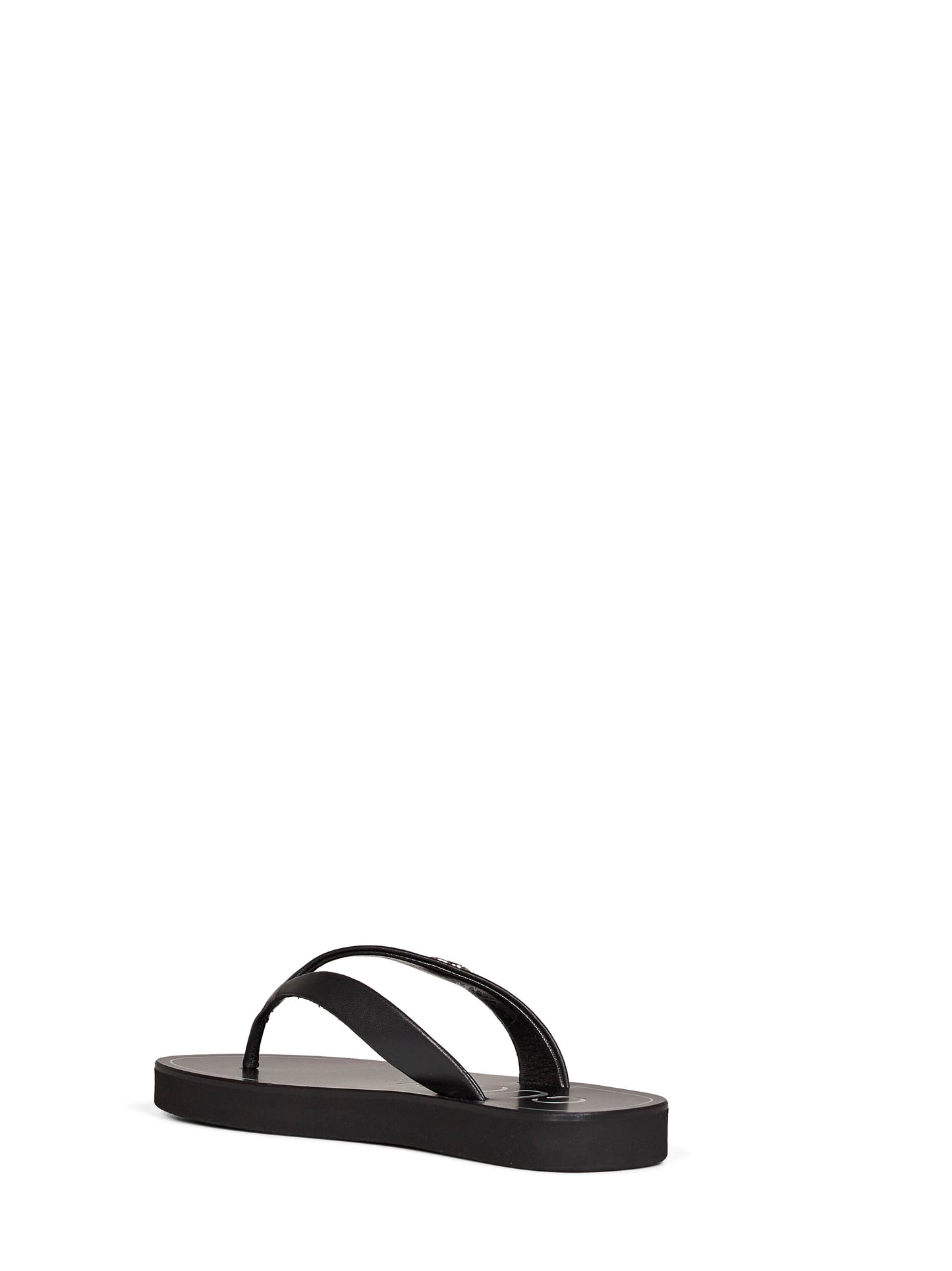 Black nappa leather platform thong sandals with Double G