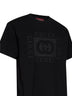 Black cotton jersey printed T-shirt