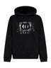 Black cotton jersey printed hoodie