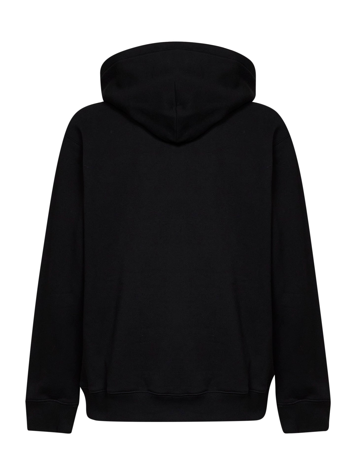 Black cotton jersey printed hoodie