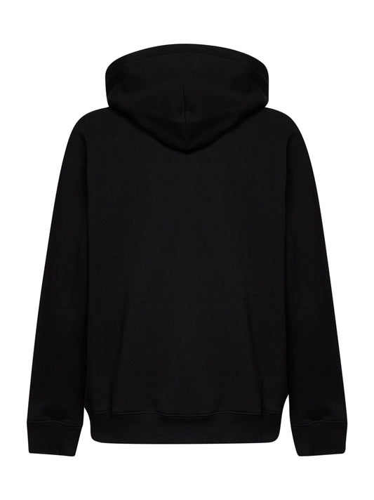 Black cotton jersey printed hoodie