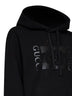 Black cotton jersey printed hoodie