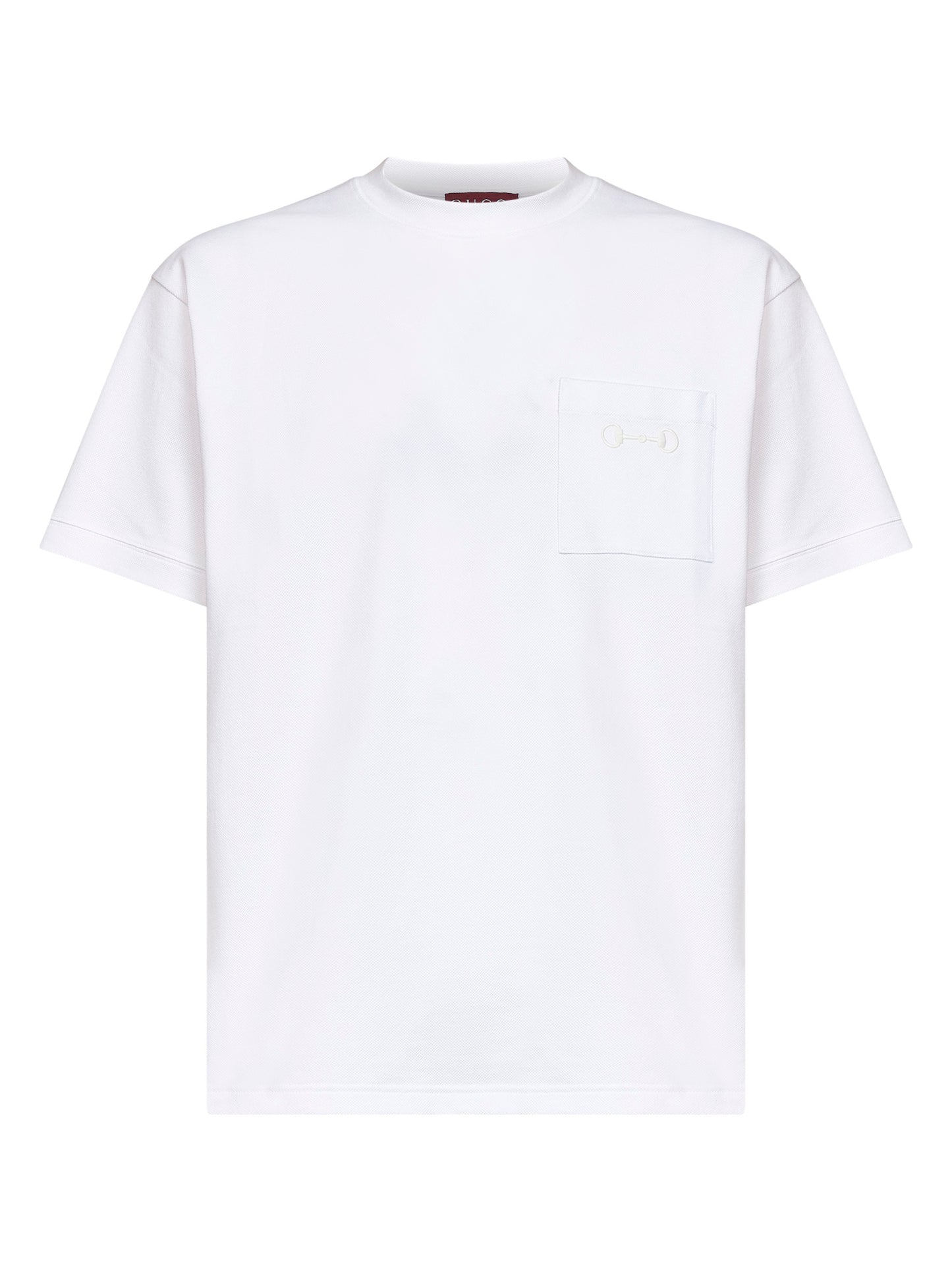 White stretch cotton piqué embroidered T-shirt