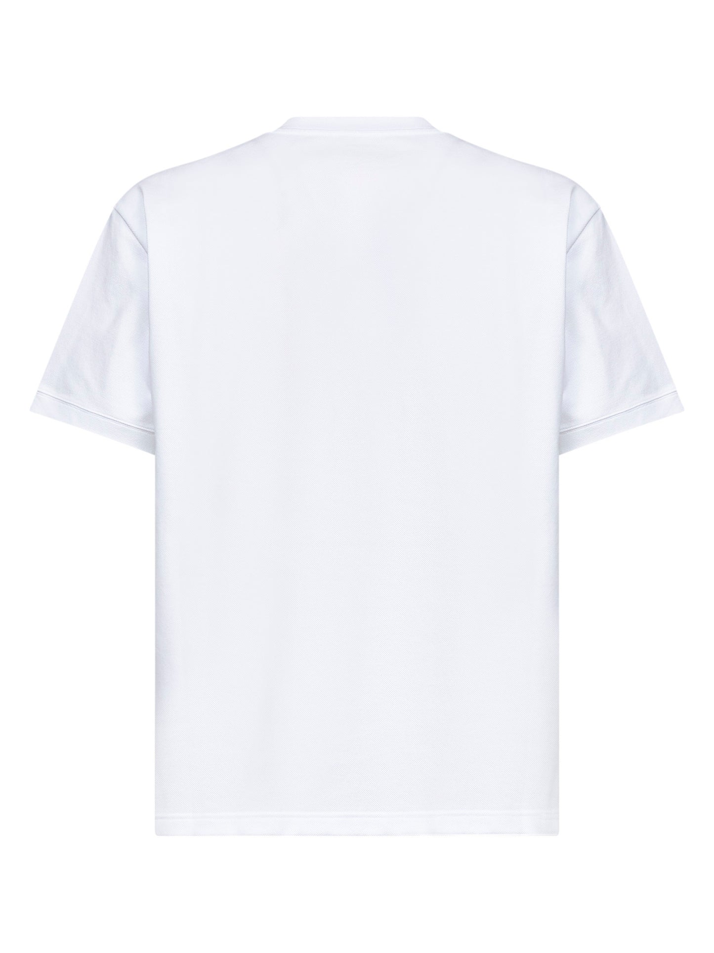 White stretch cotton piqué embroidered T-shirt