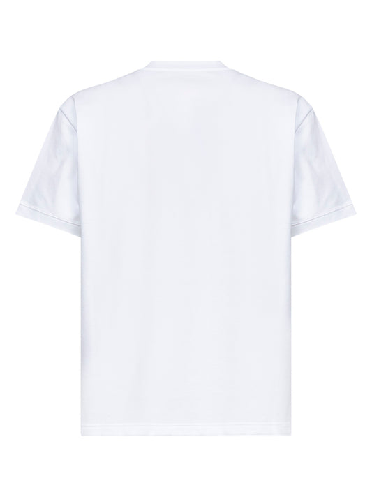 White stretch cotton piqué embroidered T-shirt