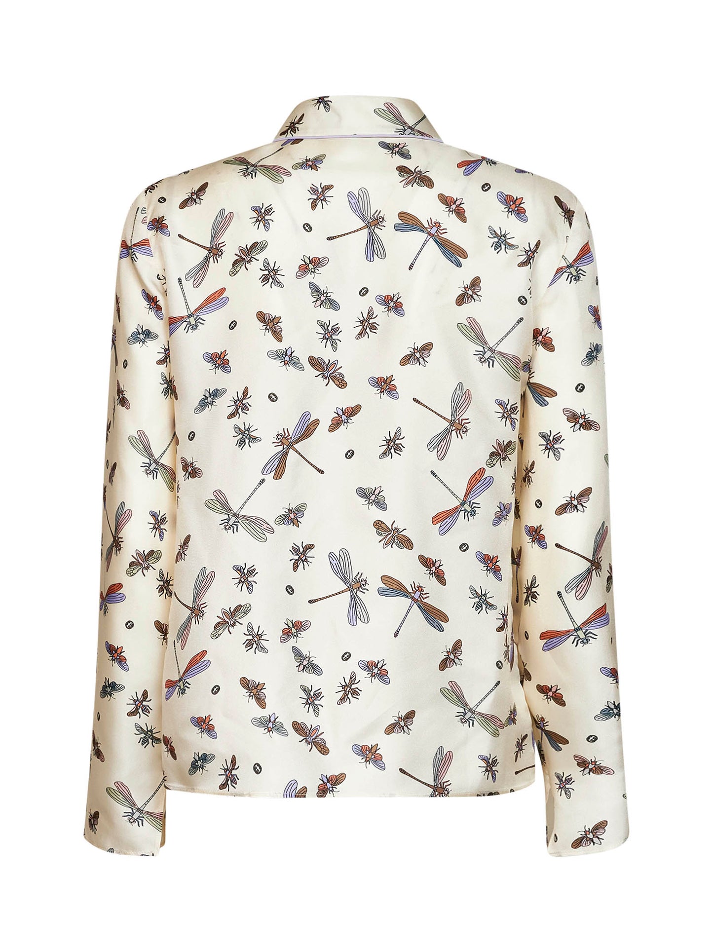 Ivory printed silk twill shirt