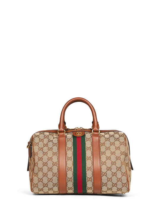 Borsa tote con stampa monogramma Ophidia  in beige<BR/>