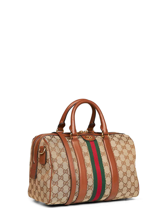 Borsa tote con stampa monogramma Ophidia  in beige<BR/>