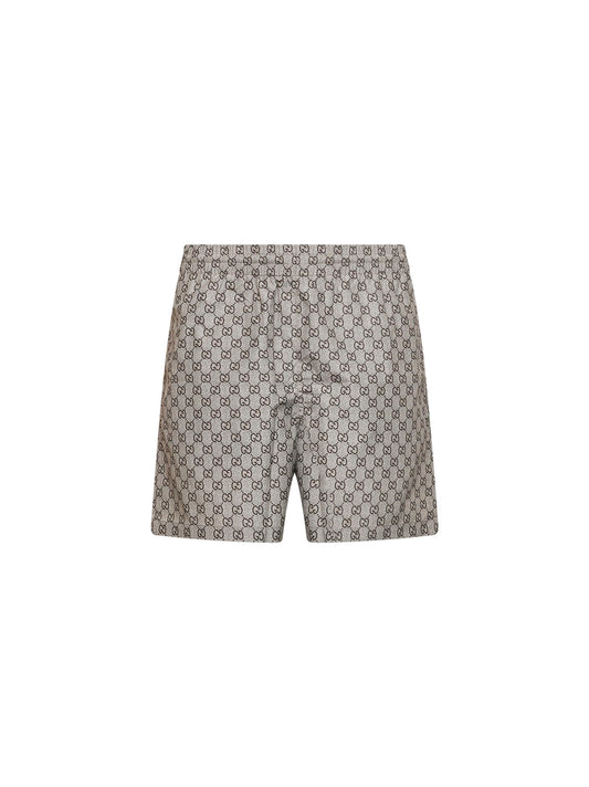 Brown printed polyester poplin swimsuit