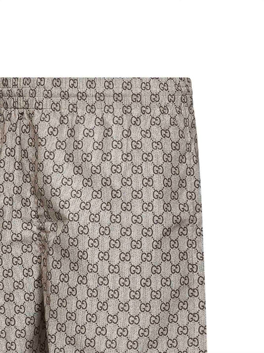 Brown printed polyester poplin swimsuit