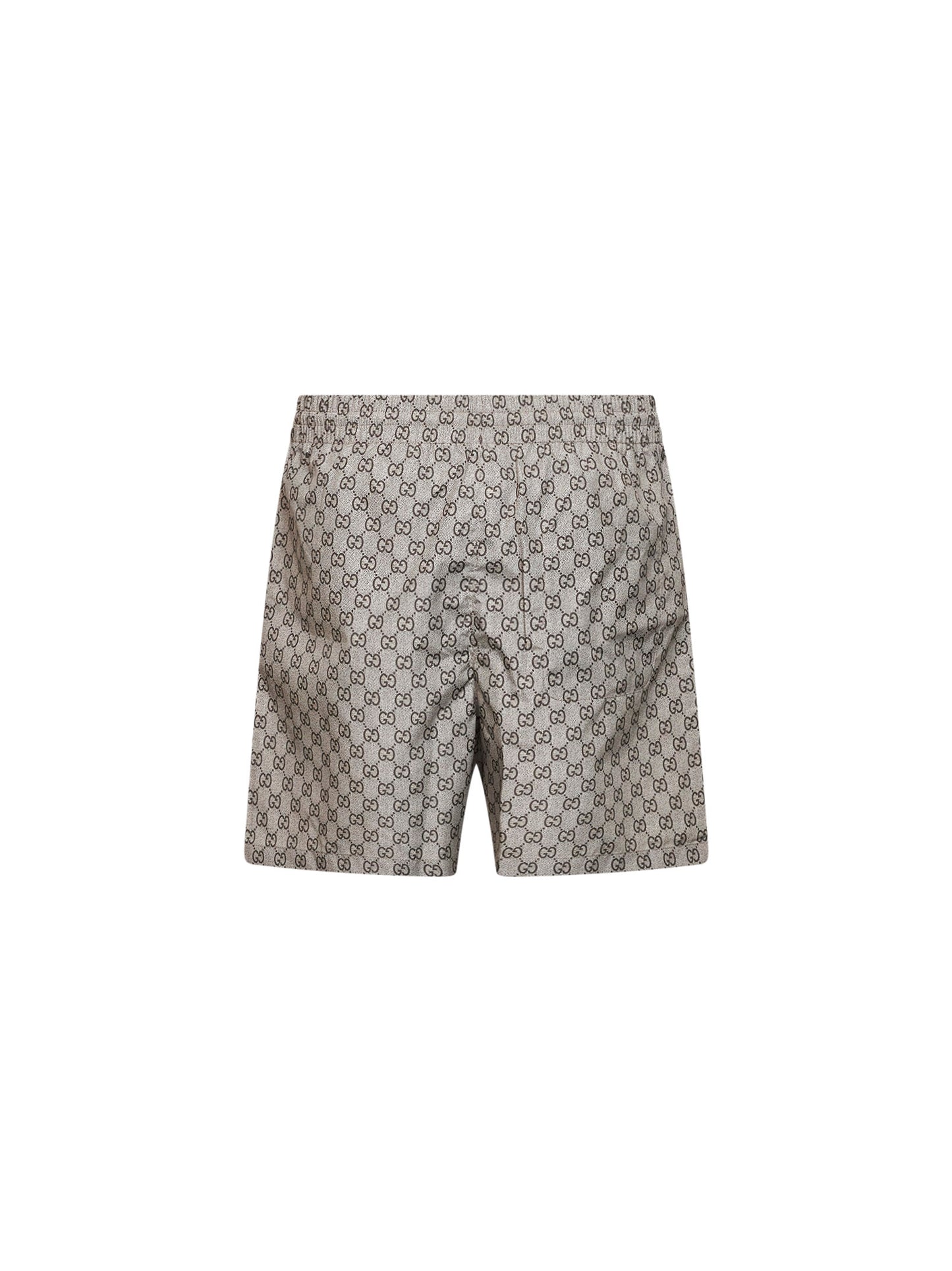 Brown printed polyester poplin swimsuit