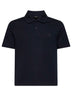 Blue cotton pique embroidered polo shirt
