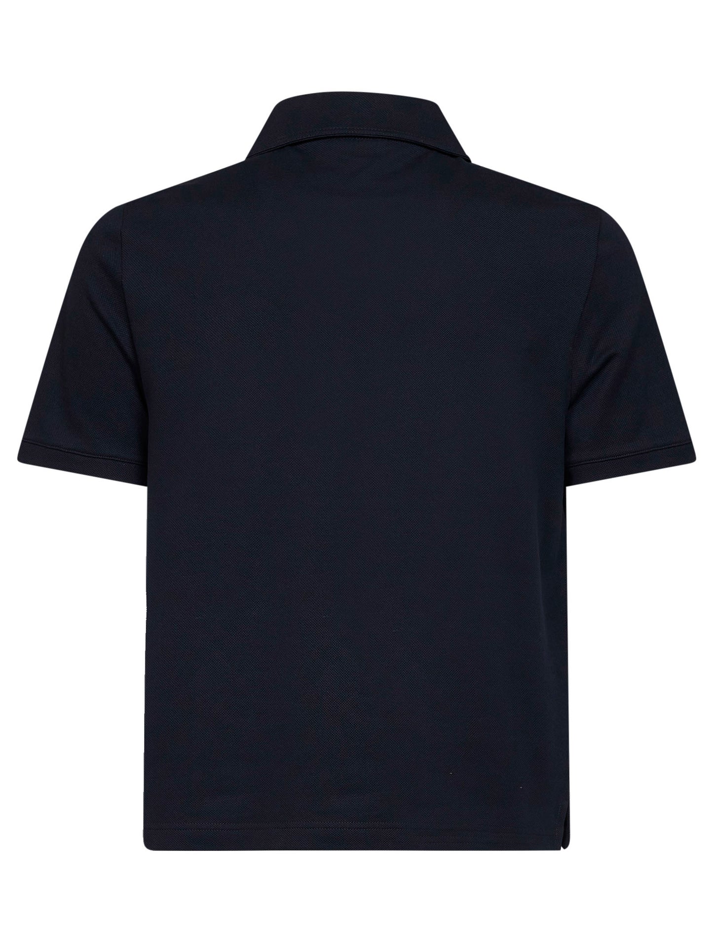 Blue cotton pique embroidered polo shirt