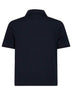 Blue cotton pique embroidered polo shirt