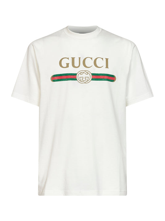 Chalk printed silk blend jersey T-shirt