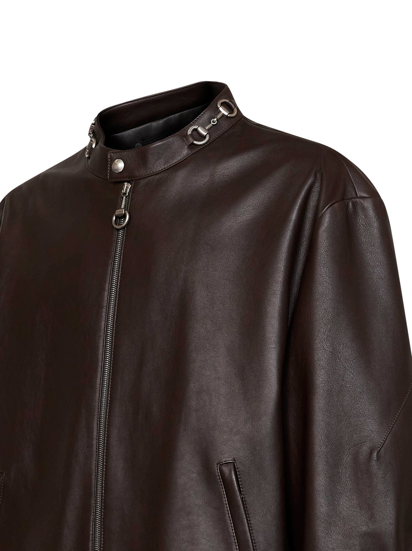 Giacca in pelle di toro trattata in marrone