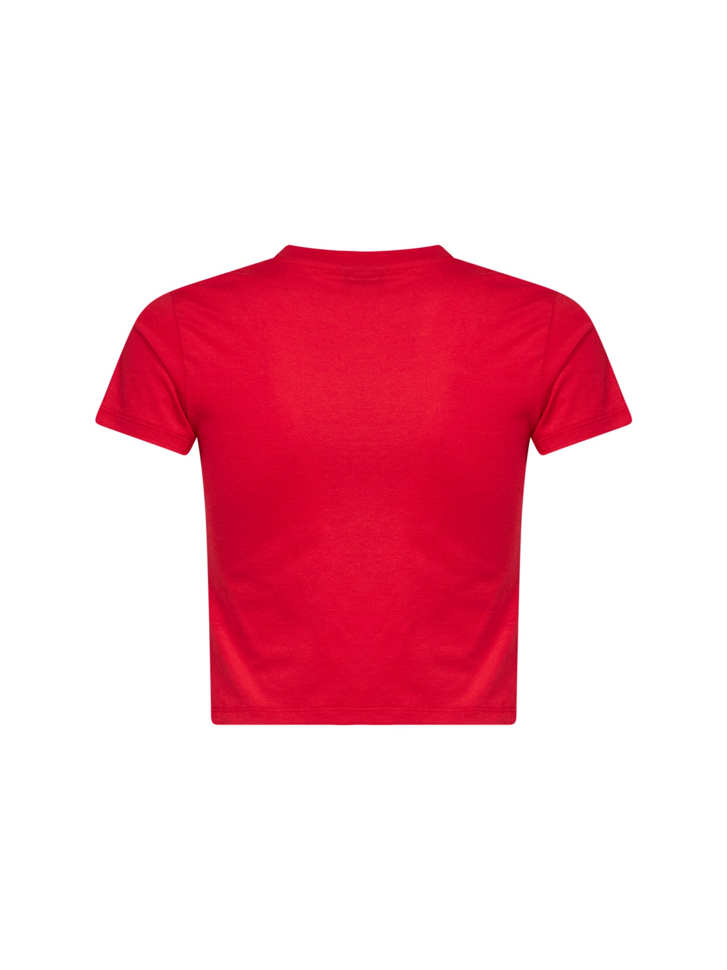 T-shirt crop in jersey rosso con dettaglio devoré