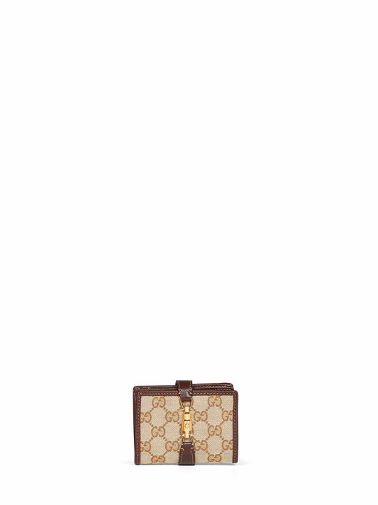 Portafoglio medio Gucci Jackie in beige e marrone <BR/>