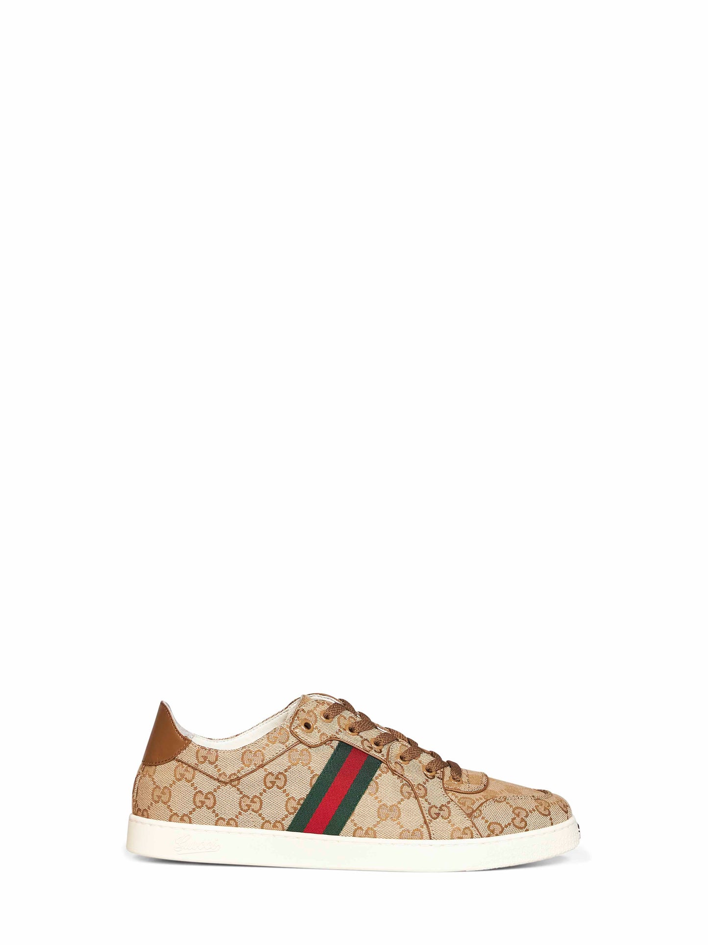Sand and dark brown GG canvas Stretch low-top sneakers