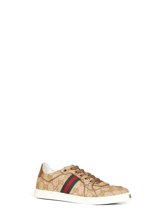 Beige canvas GG Stretch sneakers