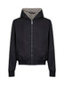 Giacca con cappuccio reversibile in cotone e nylon GG