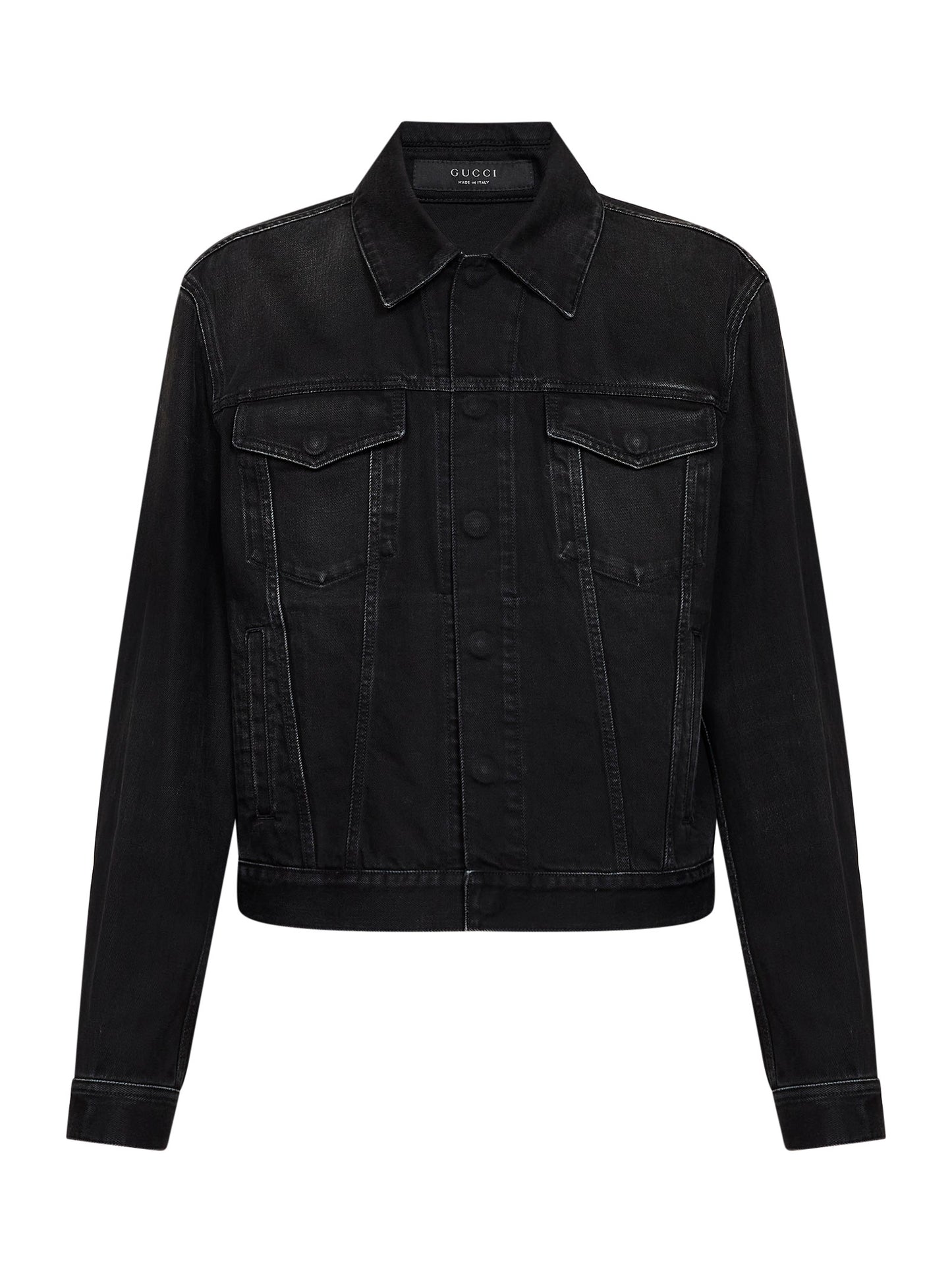 Giacca denim in cotone lavato in nero