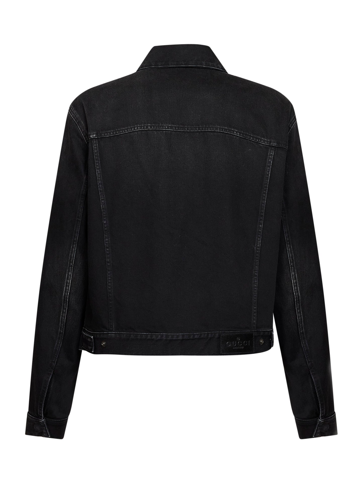 Giacca denim in cotone lavato in nero