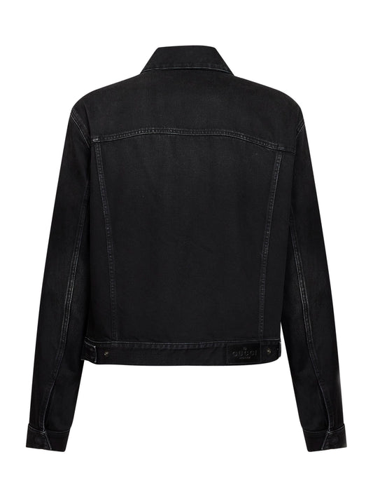Black washed denim cotton jacket