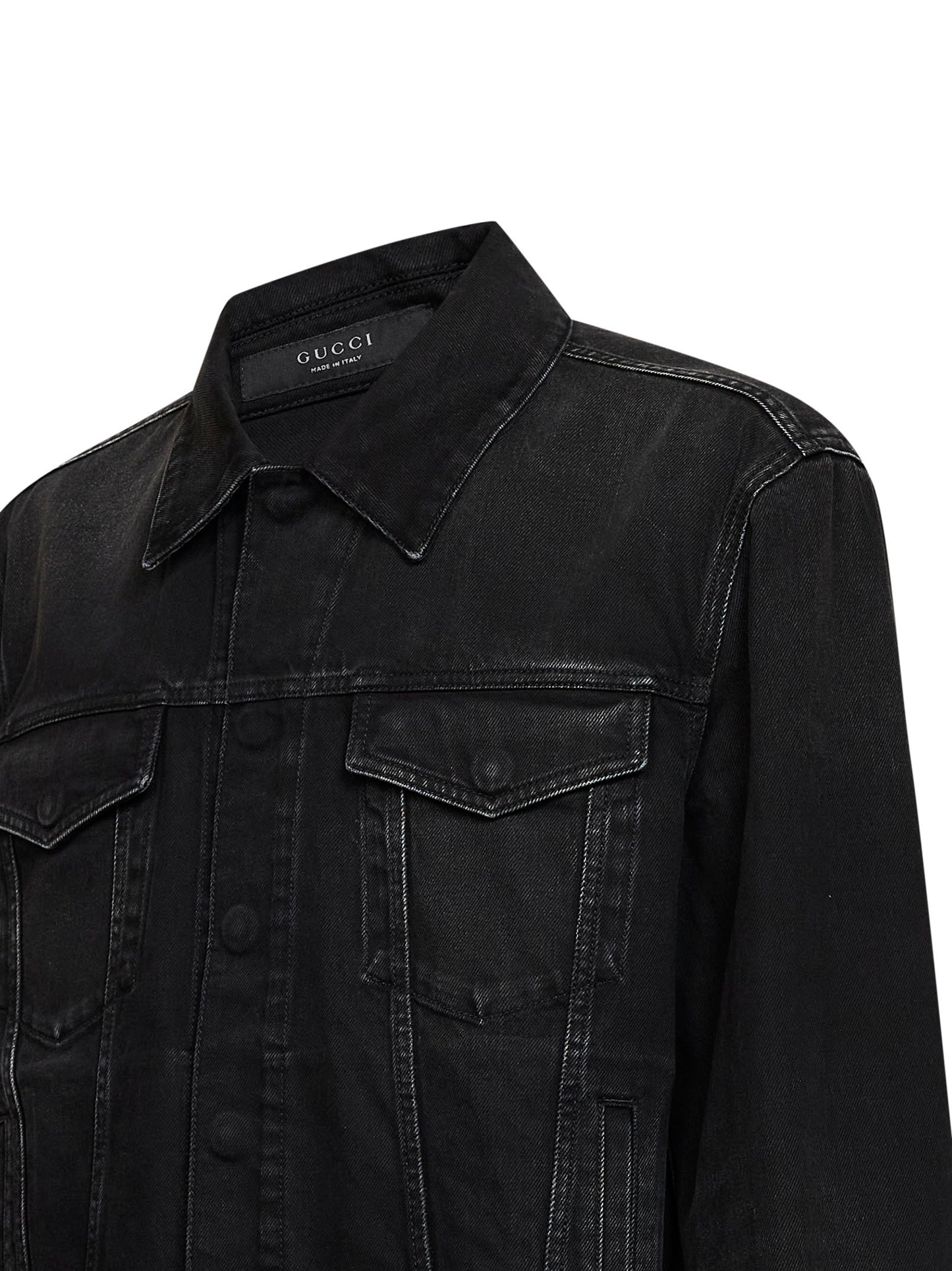 Giacca denim in cotone lavato in nero