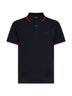 Blue stretch cotton piqué embroidered polo shirt