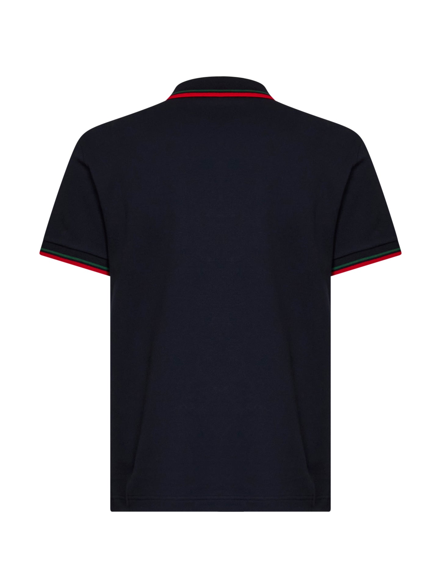 Blue stretch cotton piqué embroidered polo shirt