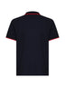 Blue stretch cotton piqué embroidered polo shirt