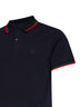 Blue stretch cotton piqué embroidered polo shirt