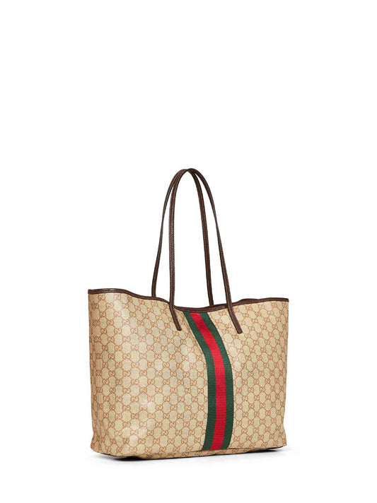 Sand and dark brown Gucci Tribeca large shopping bag