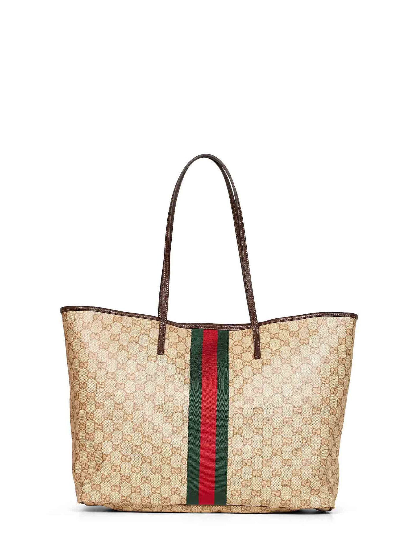 Borsa shopping Gucci Tribeca misura grande sabbia e marrone scuro