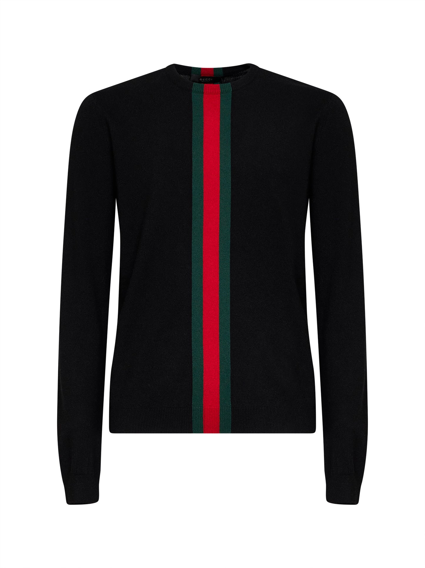 Black fine knit wool sweater with Web