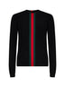 Black fine knit wool sweater with Web