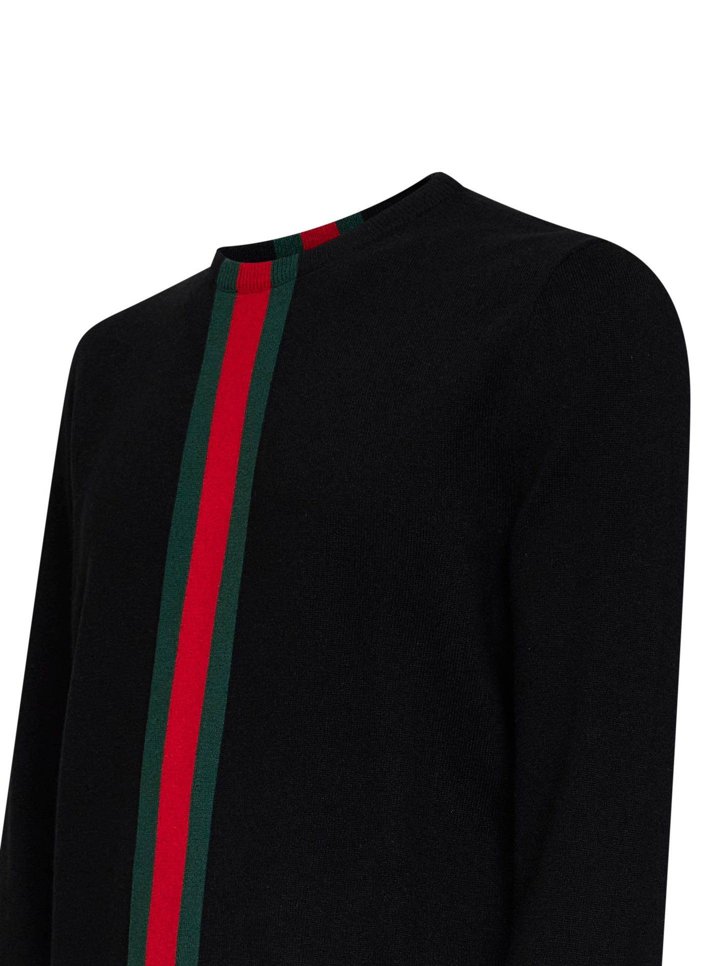 Black fine knit wool sweater with Web