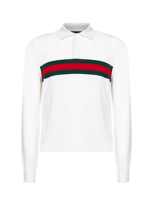 White Web striped polo