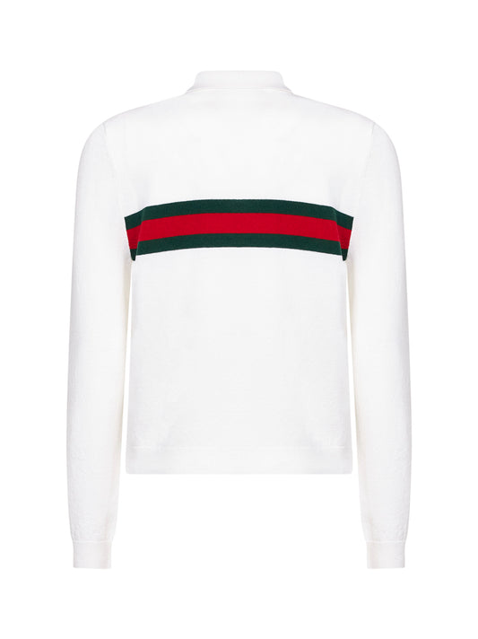 White Web striped polo