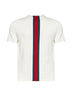 T-shirt in maglia di cotone bianco latte con intarsio Web