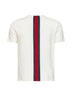 T-shirt in maglia di cotone bianco latte con intarsio Web