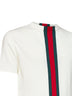 T-shirt in maglia di cotone bianco latte con intarsio Web