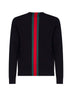 Maglia in cotone blu scuro con intarsio Web