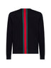 Maglia in cotone blu scuro con intarsio Web