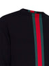 Maglia in cotone blu scuro con intarsio Web