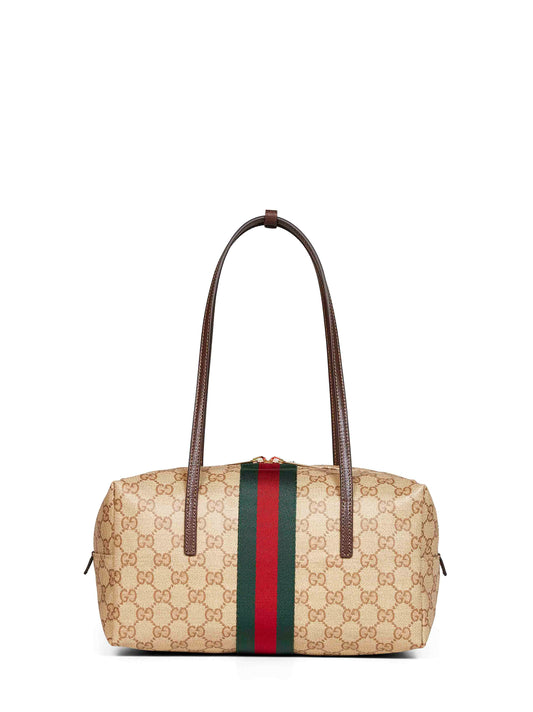 Sand and dark brown Gucci Melrose medium Boston bag